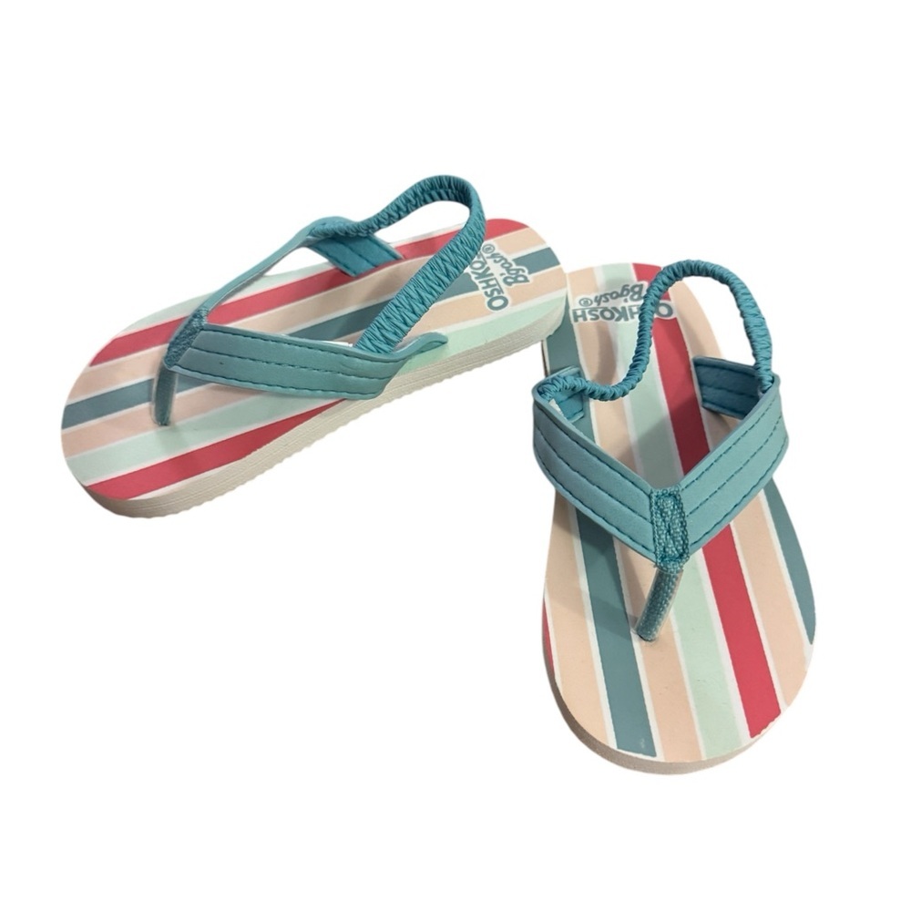 OshKosh B'gosh Kids Striped Sandals - Teal and Multicolor size 9 - Picture 3 of 4